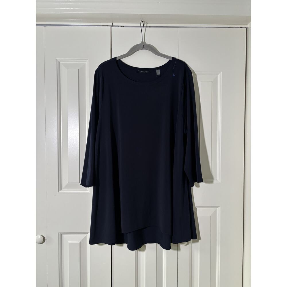 Tahari Navy Blue Women's Long Sleeve Top 2X - Picture 3 of 11